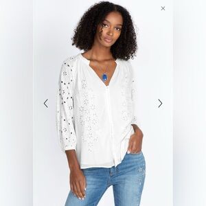 NWT JOHNNY WAS Jade White Chise Button Down Shirt Size Medium